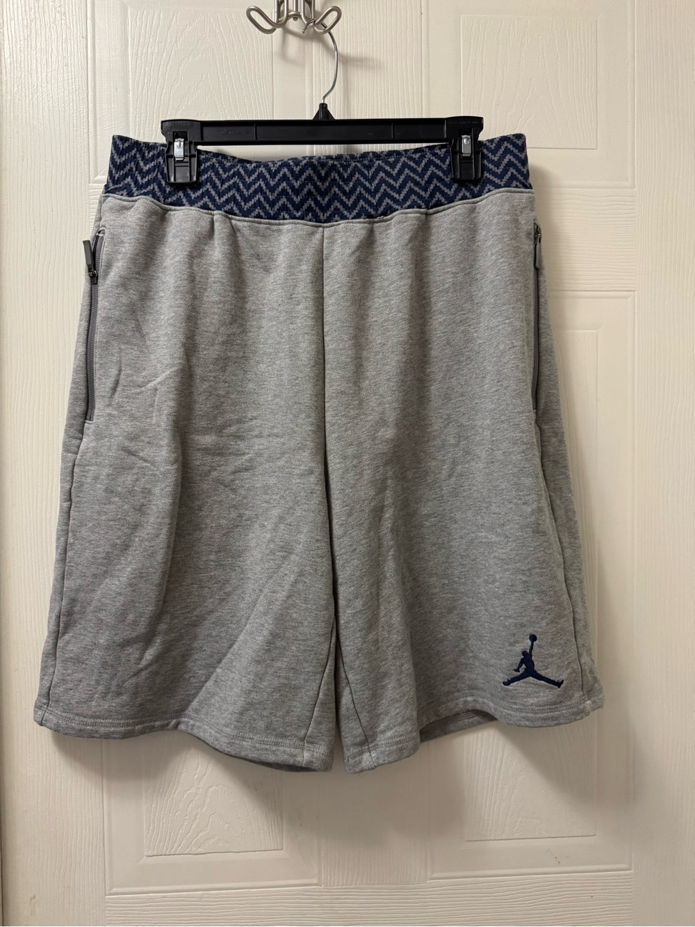 Jordan Gray Shorts with Navy Chevron Waistband